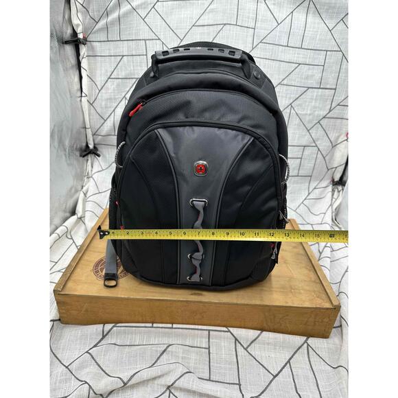 Swiss Gear Laptop Backpack Black Cross Logo Zippered Compartment Size 16In - Picture 8 of 13